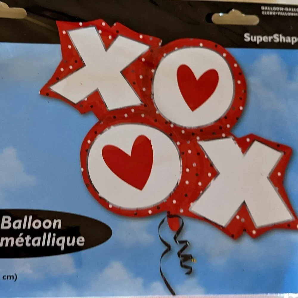 NWT 'XOXO' Big Foil Balloon Valentine's Galentine's Day Party Decoration Hearts